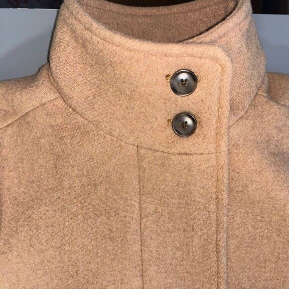 J. Crew factory city coat button neck wool blend tan new - Picture 14 of 14